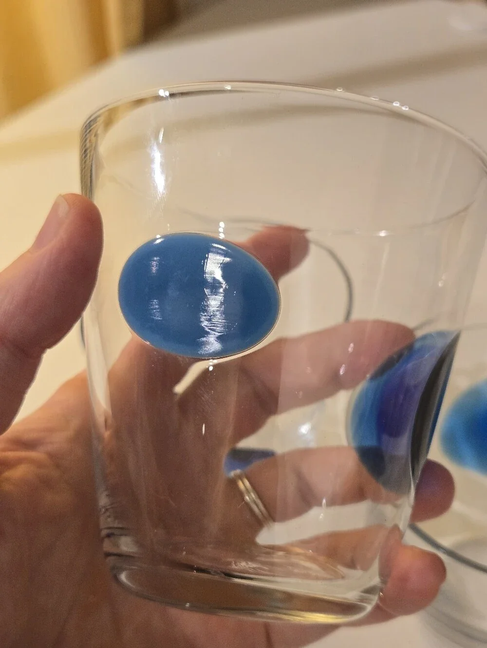 IKEA Fabulos Blue Dots Glasses Fused Glass Dots by Gunnel Sahlin 2009 FABULÖS x3